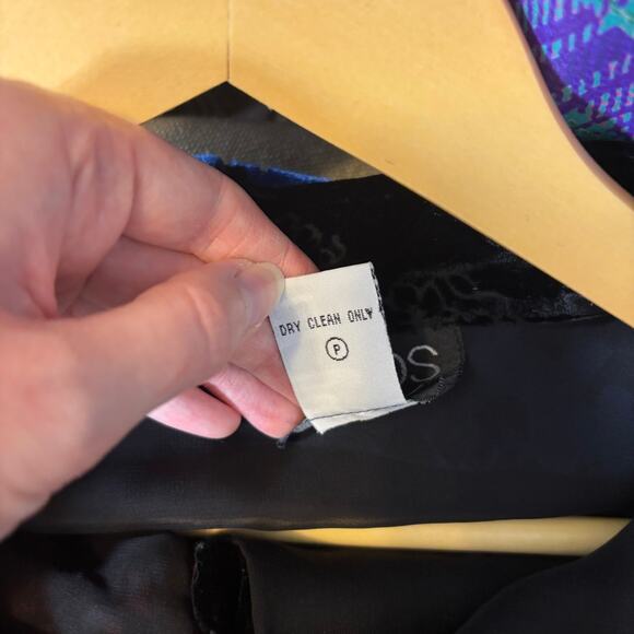 Vtg Koos of Course Velvet Patchwork Burnout Artsy Statement Blouse M Dark Winter - Picture 8 of 8